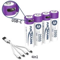 Ansmann USB-C® Akku Li-Ion 2000 mAh 1.5V 4St. von Ansmann