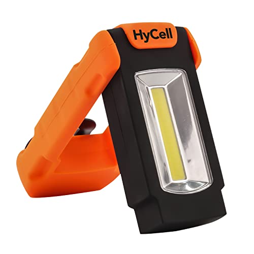 HyCell LED Werkstattlampe Flexi magnetisch & klappbar - Profi Arbeitslampe mit 128 Lumen - Vielseitige Taschenlampe mit Halteclip für Auto & Werkstatt Zubehör - LED Arbeitsleuchte inkl AAA Batterien von Hycell