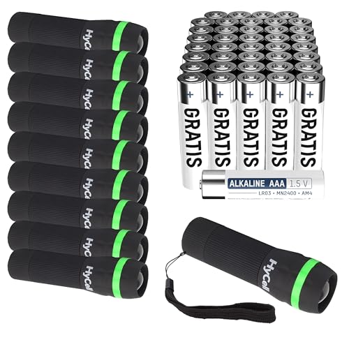Hycell Mini LED Taschenlampe Zoombar und Fokussierbar inkl. AAA Batterien + 40 AAA Batterien Gratis - Handliche LED Leuchte mit stufenloser Fokussierung - Ideal für Camping Werkstatt Handtasche von Ansmann