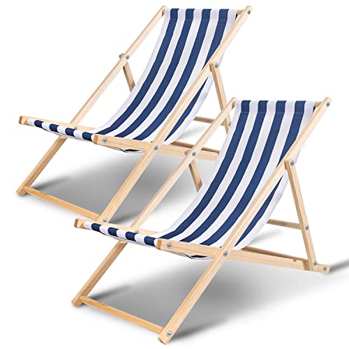 Ansobea 2er Set Liegestuhl klappbar Holz,Gartenliege Klappbar 120kg max,Verstellbar Liegestuhl Garten wetterfest Sonnenliege Holz Relaxliege Garten für Camping Balkon Pool,Blaue und weiße Ansobea 2er Set Liegestuhl klappbar Holz,Gartenliege Klappbar 120kg max,Verstellbar Liegestuhl Garten wetterfest Sonnenliege Holz Relaxliege Garten für Camping Balkon Pool,Blaue und weiße von Ansobea