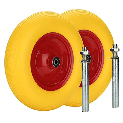 Ansobea 2x Schubkarrenrad mit Achse - Reifen mit Stahlfelge - 4.80/4.00-8 - Durchmesser 390 mm -Pannensicher, Ersatzrad Gummirad Schubkarren Rad -Vollgummi mit Achse von Ansobea