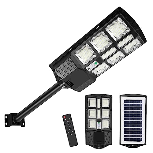 Ansobea 300W Straßenlampe Solar Straßenlaternen mit Fernbedienung Strassenlaterne LED Außen Wasserdichtes Solar Flutlichter 6500k Kaltesweiß IP65 Wasserdicht Solarlampen Outdoor Hof Garage von Ansobea