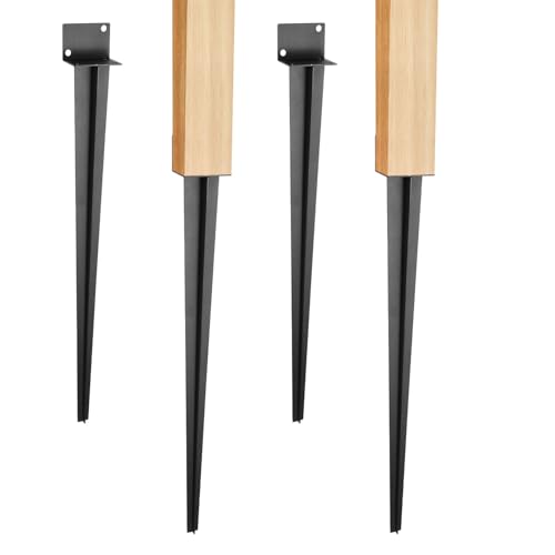 Ansobea 4x Pfostenträger zum Einschlagen L-Form Bodenhülse Einschlaghülse für Holzpfosten 55 x 700mm Einschlag-Bodenhülse für Anker Pergolen kleine Holzzäune von Ansobea