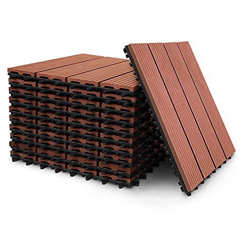 Ansobea 55er Pack WPC Terrassenfliese,Holzfliesen 30x30 cm - 5 m² .Ideal für den Außenbereich Klickfliesen für Balkon, Garten & Terrasse | einfach, schnell & praktisch verlegt von Ansobea