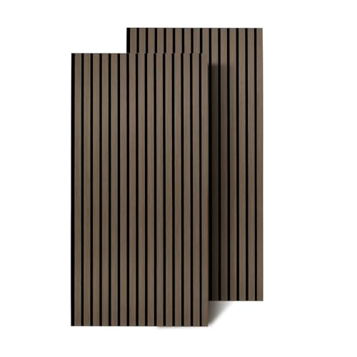 Ansobea Akustikpaneele Holz 1,44㎡ - 2er Set 120x60cm Natürliche Walnuss Wandpaneele 3D, Lamellenwand Holz für Schlafzimmer, Studio und Flur von Ansobea