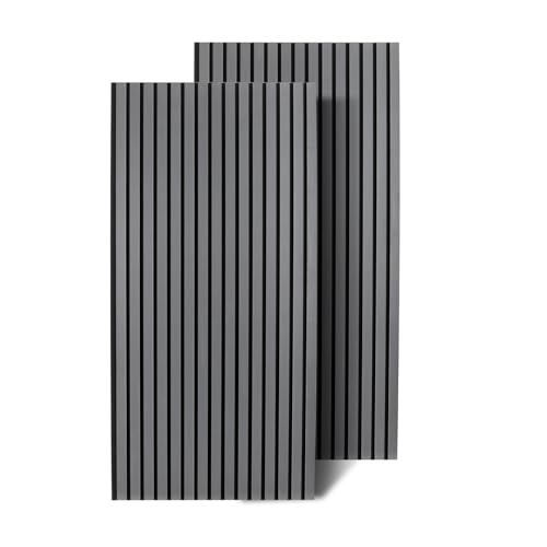 Ansobea Akustikpaneele Holz 1,44㎡ - 2er Set 120x60cm Wandpaneele 3D Grau, Paneele Wand Lamellenwand für Flur, Korridor und Wohnzimmer von Ansobea