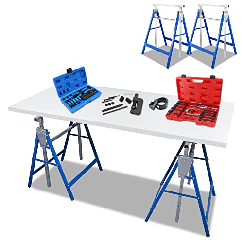 Ansobea Arbeitsbock 2er Set, Arbeitsböcke Höhenverstellbar Böcke Klappbar, Klappbock Tragkraft 200 kg, 7-fache Arbeitsbock Höhenverstellbar 80-130 cm, Gerüstbock für Vielseitige Anwendungen von Ansobea