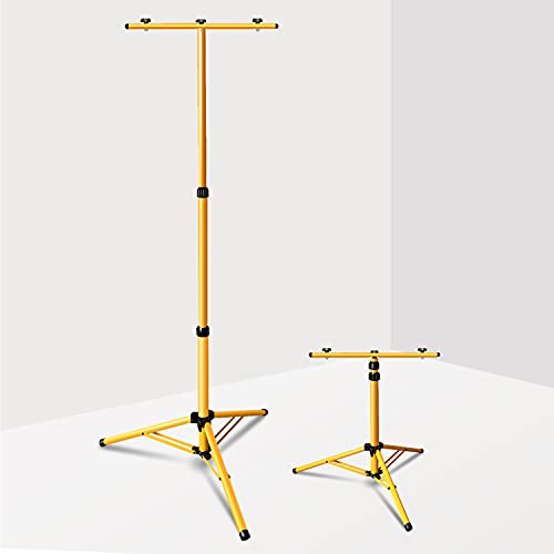 Ansobea Baustrahler Stativ, Teleskop Stativ für Baustrahler, Doppel Halterung, Kann 2 Arbeitsleuchte Setzen, Stativ für Baustrahler Arbeitsleuchte, Höhenverstellbar LED Fluter Stahlstativ(Gelb) von Ansobea