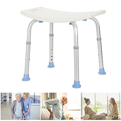 Ansobea Duschhocker Duschstuhl Rechteckig, Duschhocker für senioren, Duschsitz Anti-Rutsch Badhocker 136 kg, Höhenverstellbar: 38-53cm, Badehocker von Ansobea