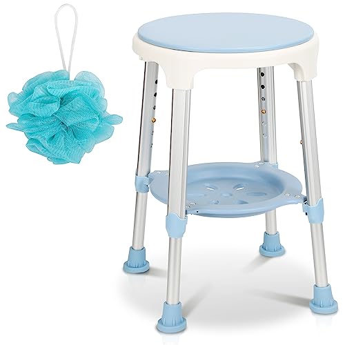 Ansobea Duschhocker für senioren 360°Drehbar Badhocker mit stauraum höhenverstellbar 42-54 cm Duschstuhl Belastung 136kg Badezimmerhocker Anti-Rutsch-Füße Stabil für die dusche von Ansobea