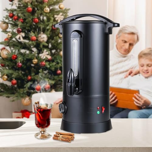 Ansobea Glühweinkocher 10L, 1800W Glühweinkocher mit Thermostat,Heißgetränkeautomat Edelstahl,Einstellbare Temperatur von 30-110°C,Glühweintopf mit Zapfhahn,Glühweinkessel Schwarz von Ansobea