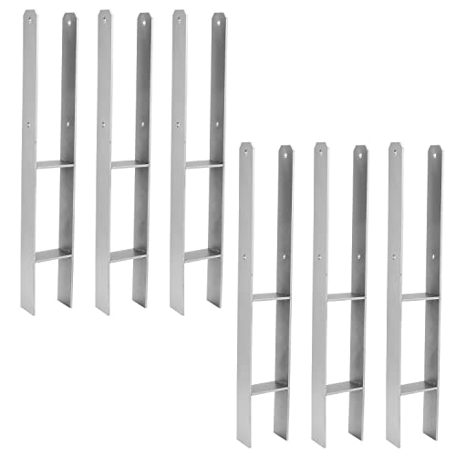 Ansobea H-Pfostenträger H-Anker Pfostenanker Set H Anker Pfostenträger Träger Anker Pfosten H-Form Stahlträger für Pfosten Zaun, Carports, Stelzenhäuser (6 Stück 121 x 600 x 5 mm) von Ansobea