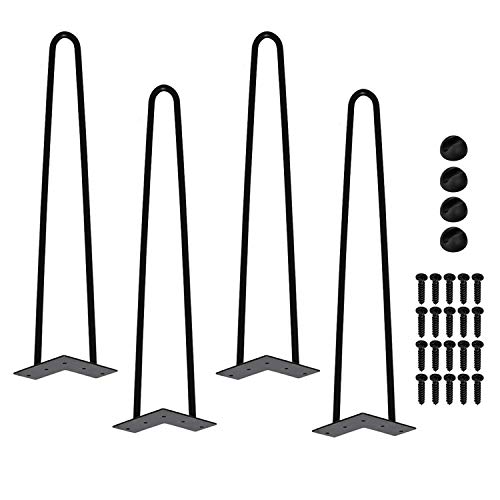 Ansobea Hairpin Legs tischbeine Metall schwarz Tischkufen Haarnadel Tischbein 12 mm, Hairpin Legs aus Stahl, 2-Stange Bein, 35 cm 4 Stück von Ansobea
