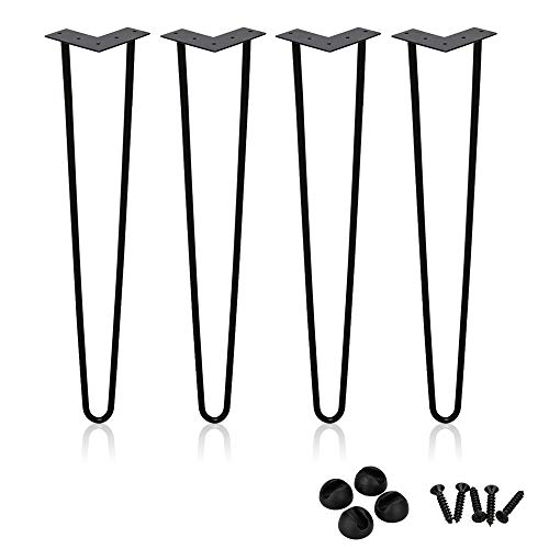 Ansobea Hairpin Legs tischbeine Metall schwarz Tischkufen Haarnadel Tischbein 12 mm, Hairpin Legs aus Stahl, 2-Stange Bein, 40 cm 4 Stück von Ansobea