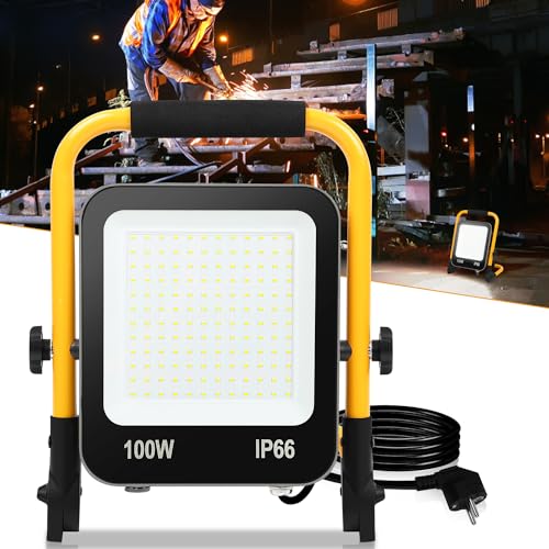 Ansobea LED Baustrahler 100W 10000LM x2, arbeitsleuchte led akku 6000K Tageslichtweiß, LED baustellenlampe mit Stecker, baustellenlampe mit 3M Kabel und Wasserdicht IP66 Ansobea LED Baustrahler 100W 10000LM x2, arbeitsleuchte led akku 6000K Tageslichtweiß, LED baustellenlampe mit Stecker, baustellenlampe mit 3M Kabel und Wasserdicht IP66 von Ansobea
