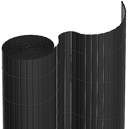 Ansobea PVC Sichtschutzmatte 80×800cm, Sichtschutz Garten mit Dreifachverstärkung, Balkon Sichtschutz für Garten und Terrasse, Windschutz, Sonnenschutz, Mit Kabelbinder (Grau) von Ansobea