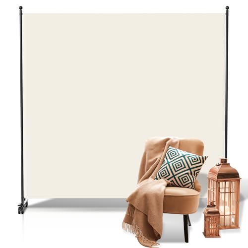 Ansobea Paravent Raumteiler auf Rollen, Trennwand Faltbar 1-teilig 187x181x30cm,Sichtschutzwand für Büros und Balkon,Trennwand Sichtschutz aus Polyesterfaser,Paravent Einfache Installation（Beige） von Ansobea
