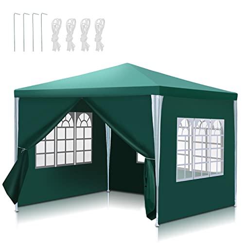 Ansobea Pavillon 3x3 m Partyzelt Wasserdicht UV-Resistent Gartenzelt 100g/m² Bierzelt Hochwertiges PE Plane Festzelt mit 4 Seitenteilen Grün von Ansobea