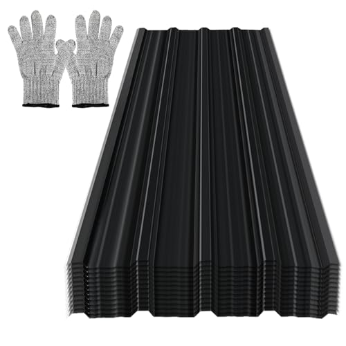 Ansobea Profilblech 12x Trapezblech Dachplatten Wellblechplatten für Dach 129x46cm = 7m² Metall Dachblech Blech für Carport Gerätehaus, Anthrazit von Ansobea