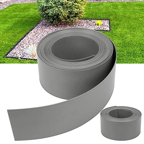 Ansobea Rasenkante Kunststoff Leicht zu Verarbeiten, Rasenkantenband aus stabilem Plastik, UV und Witterungsbeständig, Rasenmähkante für Blumenbeet, Raseneinfassung Unsichtbar 25m x 10cm(LxH), Grau von Ansobea