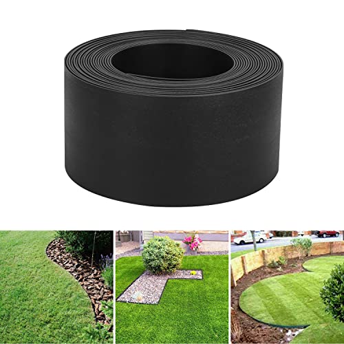 Ansobea Rasenkante Kunststoff Leicht zu Verarbeiten, Rasenkantenband aus stabilem Plastik, UV und Witterungsbeständig, Rasenmähkante für Blumenbeet, Raseneinfassung Unsichtbar 25m x 10cm(LxH), Schwarz von Ansobea