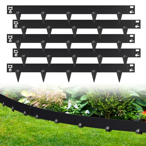Ansobea Rasenkante Metall,beeteinfassung Metall,Mit Dornen für einfache Bodeninstallation 100x18cm Beeteinfassung Mähkante Palisade Gartenbeet, Schwarz (Länge 40m - Höhe 18cm) von Ansobea