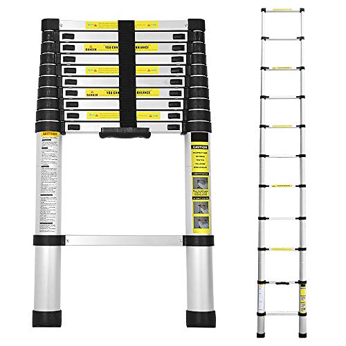 Ansobea Teleskopleiter, 3,2M Ausziehbare Leiter Aluminium, Rutschfester Klappleiter, Stehleiter Mehrzweckleiter, 150 kg 330 Pfund Belastbarkeit, Aluminiumleiter 11 Sprossen von Ansobea