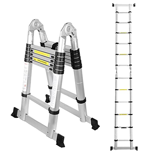 Ansobea Teleskopleiter 3.8m Aluminiumleiter Leiter Ausziehbar Teleskopleitern Schiebe Teleskopleiter für treppe Teleskop Flexibel Sprossenleiter von Ansobea