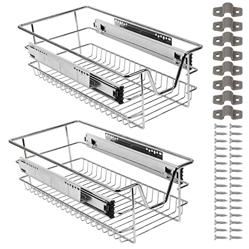 Ansobea Teleskopschublade aus Metall Schrankauszug Küche Regal Max Belastung 20kg Under Sink Organizer Teleskopschublade 30cm inkl. Schienen, 2 Stück von Ansobea