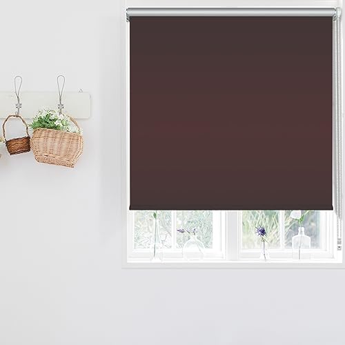 Ansobea Verdunklungsrollo ohne Bohren, 110x160cm (BxH) Braun Verdunkelungsrollo Klemmfix, Hitzeschutz und Sonnenschutz Rollo Verdunkelung, Thermorollo für Fenster & Tür von Ansobea