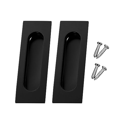 Ansodo 2Pcs Selbstklebende Schiebetürgriffe,Balkontürgriff Außen Ohne Bohren Türgriff Selbstklebend alu,Mattschwarz, Aluminiumlegierung,für Küchenschränke von Ansodo