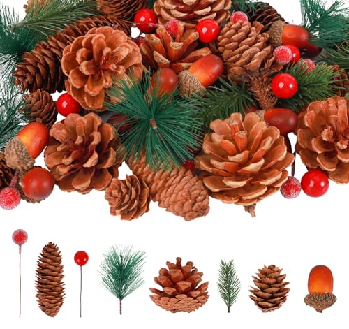 180 Stück Tannenzapfen Adventskranz Deko, Anstore Deko Zweige Weihnachten, Kiefernzapfen, Tannenzweige, Beeren, Eicheln für Weihnachtsdeko, Weihnachtskranz, Weihnachtsbaumschmuck, Adventsdekoration 180 Stück Tannenzapfen Adventskranz Deko, Anstore Deko Zweige Weihnachten, Kiefernzapfen, Tannenzweige, Beeren, Eicheln für Weihnachtsdeko, Weihnachtskranz, Weihnachtsbaumschmuck, Adventsdekoration von Anstore