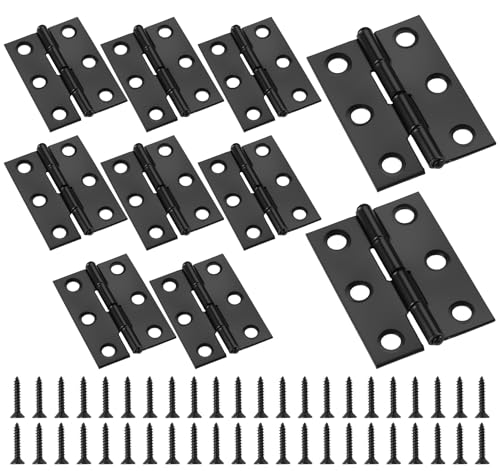 Anstore 10 Türscharniere Schwarz, 44x32x1mm Edelstahl Scharniere Klappbar, Klavierband Scharnieren mit 72 Schrauben 5x15mm, Klein Scharnierband Steckverbinder für Holztüren Fenster Schrank Möbel von Anstore
