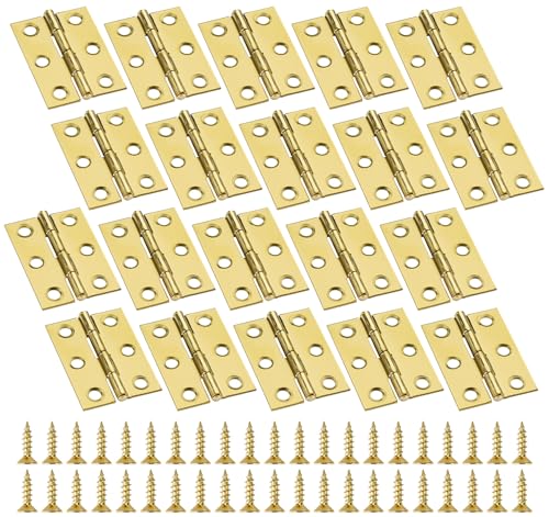 Anstore 20 Türscharniere Gold, 44x32x1mm Edelstahl Scharniere Klappbar, Klavierband Scharnieren mit 120 Schrauben 6x11mm, Klein Scharnierband Steckverbinder für Holztüren Fenster Schrank Möbel von Anstore
