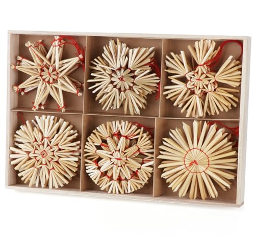 Anstore 24-teiliges Strohsterne Set, 8 cm, Strohsterne Baumschmuck Weihnachtsdekoration von Anstore