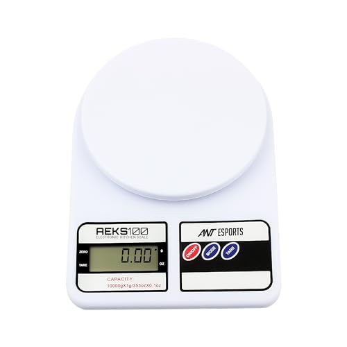 Ant Esports AEKS100 Kitchen Weighing Machine | Food Scale for Health, Fitness, Shop, Home Baking & Cooking | Large LCD Display | Tare Function | Overload Indicator | Weigh Up to 10Kg von Ant Esports