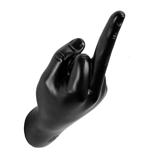 Antartidee M-Finger Wandgarderobe Mittelfinger aus Kunstharz, handdekoriert, Schwarz von Antartidee