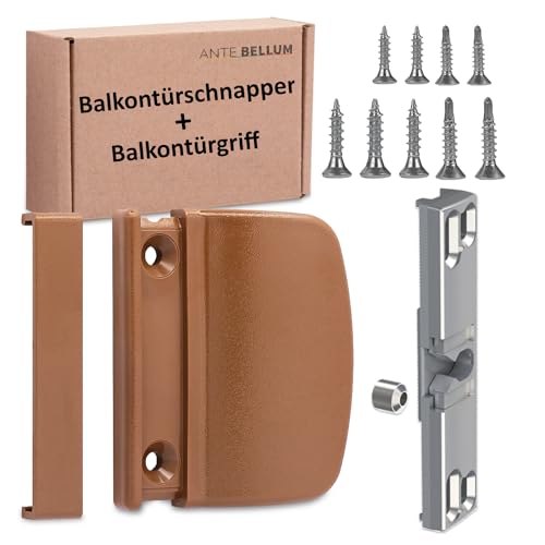 Balkontür Schnäpper und Balkontürgriff, Set mit Griff Balkontür Außen und Balkontür Schließer inklusive Schrauben - Ante bellum (RAL 8003) von Ante bellum