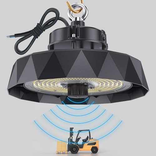 Anten 200W LED Hallenstrahler mit Bewegungsmelder 37600LM, LED Strahler UFO Highbay 6000K, Werkstattlampe 120°Abstrahlwinkel, IP65 Hallenbeleuchtung Gewerbliche Lager Werkstatt Garage von Anten