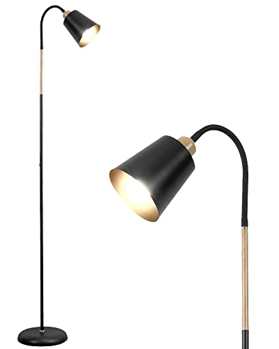 Anten VILI | Stehlampe Wohnzimmer E27 Schwenkbare 360° Fassung Max.60W | Leselampe für Sofa Schlafzimmer | Metall Stehleuchte Schwarz mit Höhe 159cm (ohne Leuchtmittel) von STEO