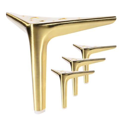 Anterrific Möbelbeine aus gebürstetem Gold, 15,2 cm, 4 Stück, für Sofa, Schrank, Ottomane, Tisch, Nachttisch und Kommode, DIY-Ersatz von Anterrific