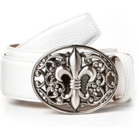 Anthoni Crown Ledergürtel in weiß mit Lilien Schließe von Anthoni Crown