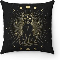 Göttin Katze Und Mond Wiccan Witchy Home Decor Spun Polyester Quadrat Kissen, Deko Geschenk Für Wohnzimmer von AntiSocialTribe