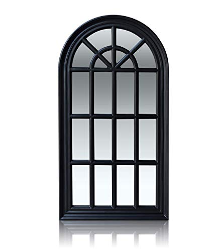 Antic by Casa Chic - Französischer Fensterspiegel - 46x86 cm - Fester Rahmen - Matt Schwarz von Antic by Casa Chic
