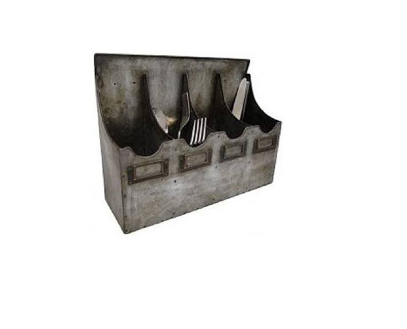 AnticLine Aufbewahrungsbox Antic Line Besteckkasten Metallbox Köcher Kiste Box 4 Fächer SEB13741 von AnticLine
