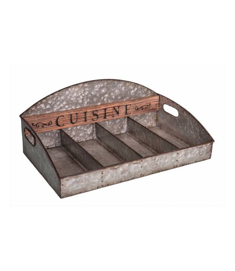 AnticLine Aufbewahrungsbox Antic Line Besteckkasten Metallbox Köcher Kiste Box 4 Fächer SEB15033 von AnticLine