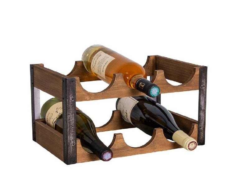 AnticLine Flaschenregal Antic Line Industrieller Flaschenständer aus Metall-Holz SEB17238 AnticLine Flaschenregal Antic Line Industrieller Flaschenständer aus Metall-Holz SEB17238 von AnticLine