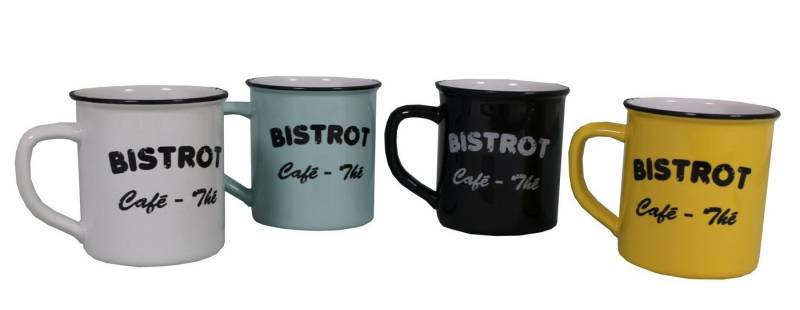 AnticLine Tasse 4er Set Tassen Kaffeetassen Teetasse Bistro Keramik 400ml Antic Line von AnticLine