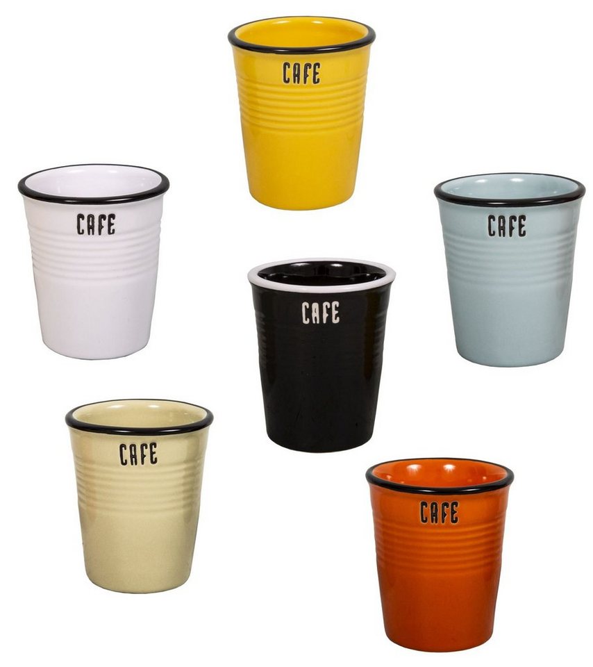 AnticLine Tasse 6er Set Becher Kaffeebecher Tasse Kaffeetasse CAFE 120ml SEB16768 von AnticLine