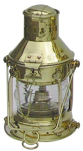 Ankerlampe für Petroleum as Messing mit mundgeblasenem Glas. von Antik 2000